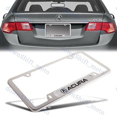 #ad 1PCS For ACURA Silver Metal Stainless Steel License Plate Frame MDX RDX TSX TL