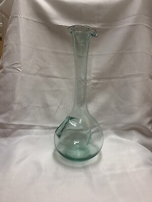 #ad Vintage Hand Blown Wine Decanter with Ice Chamber Tall Skinny Neck Old
