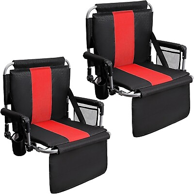 #ad Portable Folding Stadium Bleacher 2PCS Seat Stadium Chair Back Support NEW