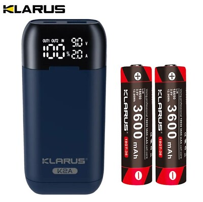 #ad Klarus K2A Intelligent Flashlight Dual Batteries 3 In 1 Charger2X3600mah batter