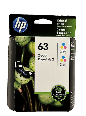 #ad Genuine HP 63 Color 2PK Ink Cartridges Deskjet 1112 2130 3630 3632 3634 63