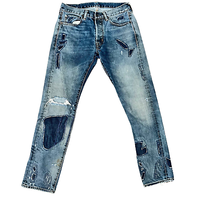 #ad Ralph Lauren Denim amp; Supply Blue Jeans Distressed Destroyed Patchwork sz 32 x 32