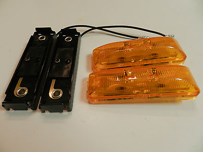 #ad 2 LED Light 1x4 Surface mount w base Amber Clearance Marker trailer Optronics