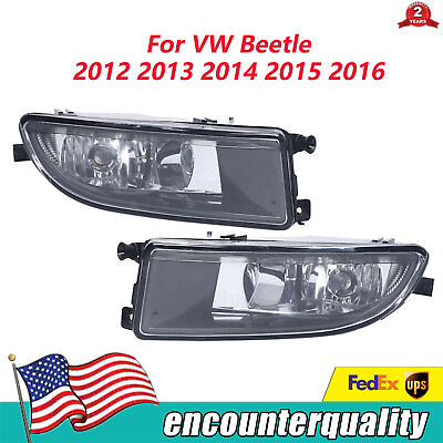 #ad Pair For VW Beetle 2012 2013 2016 Front Bumper Halogen Fog Light Lamp Clear Lens