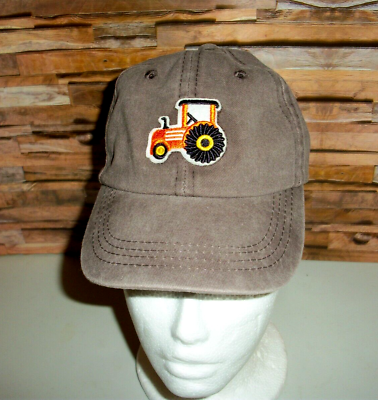 #ad Brown Tractor Toddler Hat Baseball Cap Adjustable Strap back *EUC