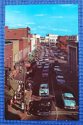 #ad #ad Vtg 1950#x27;s Downtown Shopping Area Union Square Hickory North Carolina Postcard