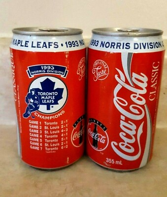 #ad TORONTO MAPLE LEAFS Coke Can Coca Cola 1993 Norris Champions Full Sealed