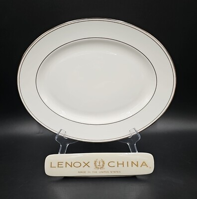 #ad #ad Lenox Bone China FEDERAL PLATINUM 13quot; Oval Serving Platter MINT 1ST Q White