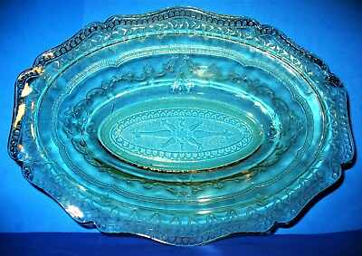 #ad Federal Glass Amber Patrician Spoke Depression 10quot; Oval Serving Bowl