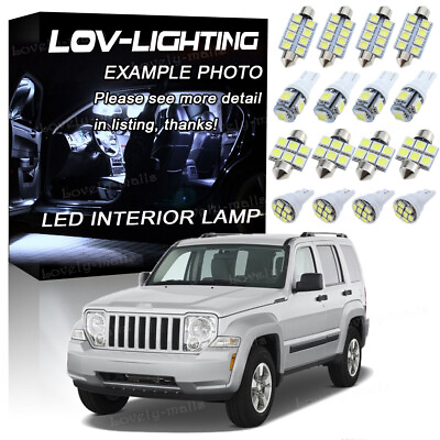#ad For 2008 2011 2012 Jeep Liberty LED Lights Interior Package Kit WHITE 6K 8PCS