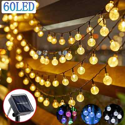 #ad #ad Solar Crystal Globe LED String Lights 60 LED 8 Lighting Modes IP65 Fairy Light C