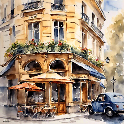 #ad Original artwork on canvas Paris Cafe 3 12x12