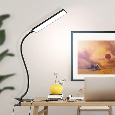 #ad LED Desk Lamp Gooseneck Adjustable Lamp with Clamp Eye Caring Reading Desk Light