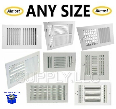 #ad AIR REGISTER VENT COVER GRILLE AC x Duct Size Wall Sidewall Ceiling Steel White.