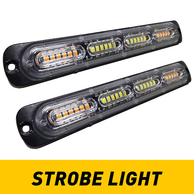 #ad #ad 2X LED Flashing Strobe Light Grille Light Head Amber White For Tow Truck Trailer