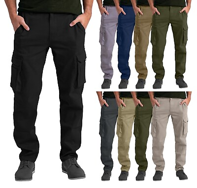 #ad Mens Cargo Trousers Relaxed Fit Work Outdoor Hiking Multi Pockets Stretch Pants