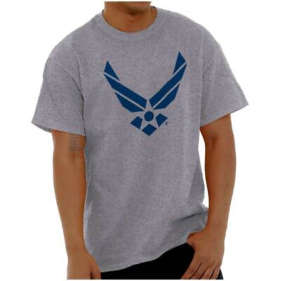 #ad USAF Air Force Proud Veteran Fighter Freedom Adult Short Sleeve Crewneck Tee