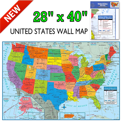 #ad Wall Map Of The United States USA Road Travel Maps City Name US Poster 28quot;x40quot;