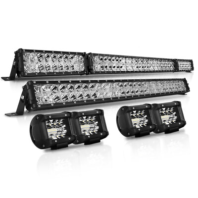 #ad #ad 52Inch LED Light Bar 32inch Combo 4quot; Offroad Pods for Jeep SUV Truck 4X4