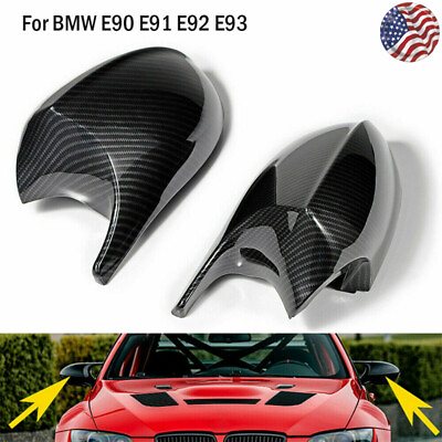 #ad #ad Carbon Fiber Mirror Cover Cap For BMW E90 E91 E92 E93 Pre LCI 323i 328i M3 Style