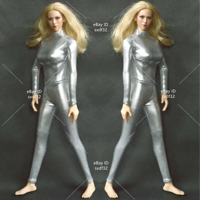 #ad 1:6 Female Silver Tight Bodysuit Jumpsuit Clothing For 12quot; PH TBL JO Figure Body