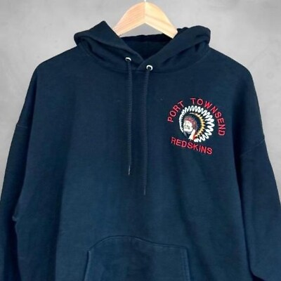 #ad Port Townsend Black Hoodie Heavyweight Embroidered Hanes
