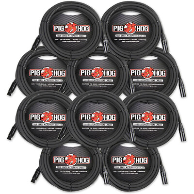#ad Pig Hog PHM20 10 Pack High Performance 8mm XLR Microphone Cable 20 Feet