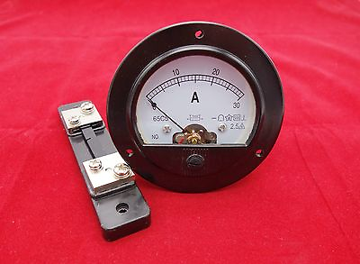 #ad DC 0 30A Round Analog Ammeter Panel AMP Current Meter Dia. 90mm with shunt
