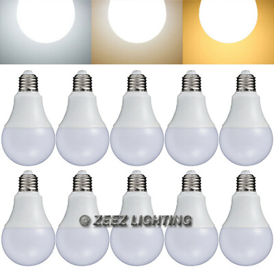 10X LED Light Bulbs 5W Daylight Cool White A19 Equivalent 40W Incandescent Lamp