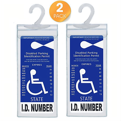 #ad #ad 2x Handicap Parking Permit Placard Protector Cover Hanger Car Holder Hang Sleeve