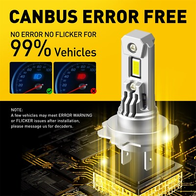 #ad H7 Hi Lo Beam LED Headlight Xenon White Canbus Bulbs Error Free 6000k 2000LM 12V