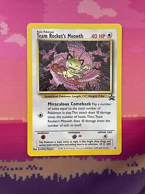 #ad Pokemon Card Team Rocket’s Meowth WOTC Black Star Promo 18 Near Mint Condition