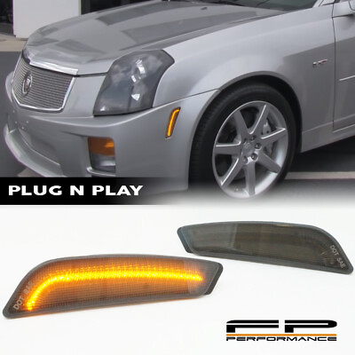 #ad WICKED Smoked Lens Optic Style LED Side Marker Lights For 03 07 Cadillac CTS V