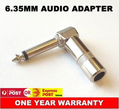 #ad Left Angle Premium Silver Audio Jack Plug 6.5mm 6.35mm AUX DIY Connector Adapter