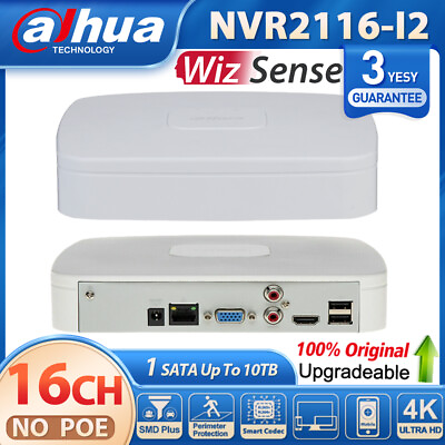 #ad Dahua 16Channel NVR NVR2116 I2 WizSense 12MP H.265 Network Video Recorder No POE