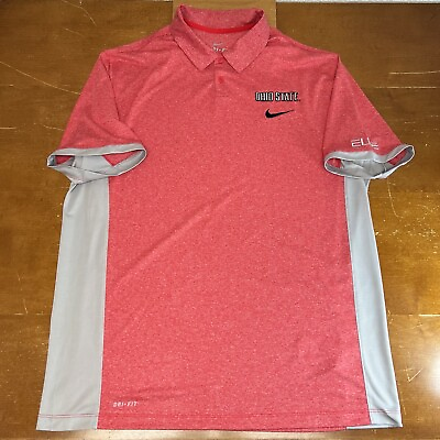 #ad Ohio State Buckeyes Shirt Mens XL Red Short Sleeve Dri Fit Polo Elite Nike