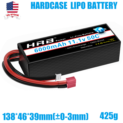 #ad HRB 3S Hardcase 11.1V LiPo Battery 6000mAh 50C 100C Deans Plug for RC Car Truck