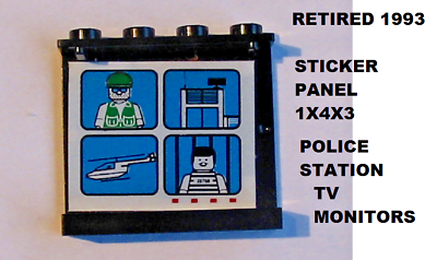 #ad LEGO Minifigure Police Panel Station Crime TV Monitor Screen Jail Security Video
