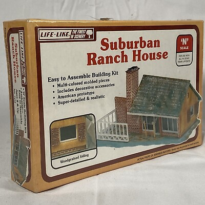 #ad Vintage LIFE LIKE #x27;N#x27; Scale Suburban Ranch House No 7412 NOS Sealed