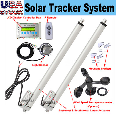 #ad Solar Tracker Dual Axis Linear Actuator LCD Tracking Controller Anemometer Kits