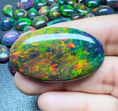#ad 50ct Amazing Black Ethiopian Welo Opal *Certified* Bright 5 5 Flashy Big Opal