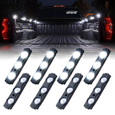 #ad Xprite 8 Pods White LED Rock Lights Kit Car Truck Bed Lighting Neon Light Strips