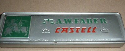 #ad VINTAGE A W FABER CASTELL PENCIL TIN 9000 3H MISSING 1 PENCIL NURNBERG GERMANY