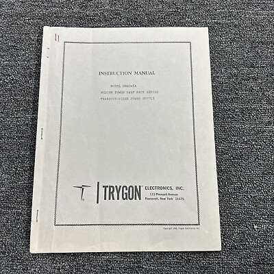 #ad Trygon HR60 5A Medium Power Half Rack Series Transistorized Power Supply Manual