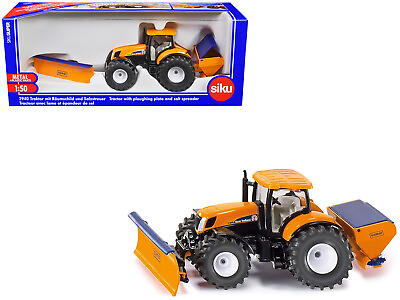 #ad #ad New Holland T7070 Tractor w Ploughing Plate Salt Spreader Yellow 1 50 Diecast Mo