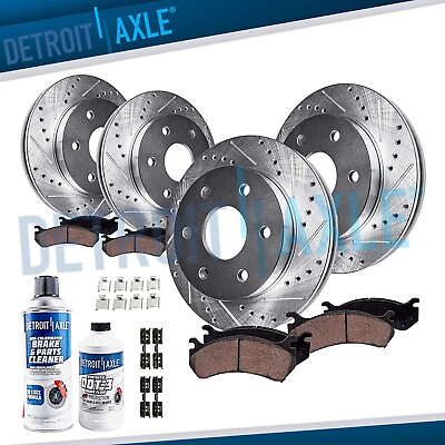 #ad Front amp; Rear Drilled Rotors Ceramic Brake Pads for 2012 2020 Ford F 150 6 LUGS