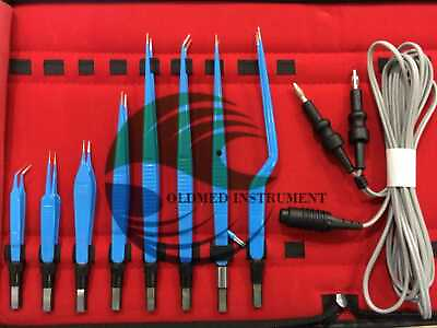 #ad Bipolar Forceps Blue Reusable with silicon 3 meter cord 9 Best Pcs Euro Type