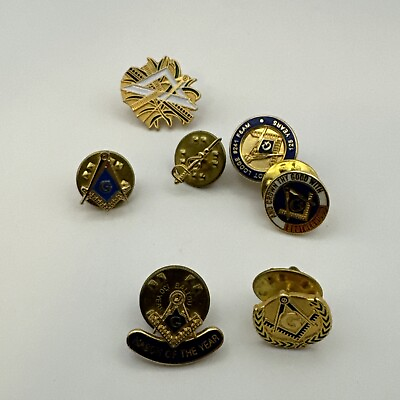 #ad Freemason Masonic Tie Tacs Pins Medallions Lot