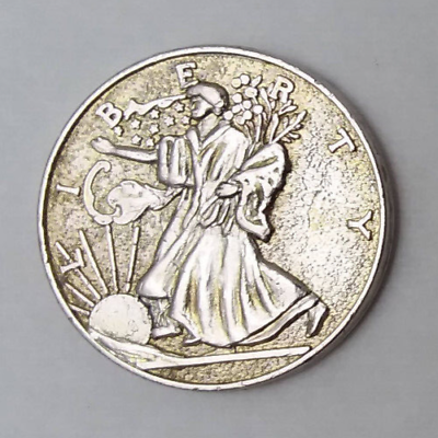 #ad Walking Liberty Mini Copy Fantasy Novelty Coin Token 21mm