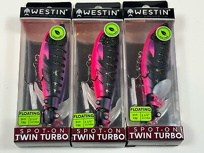 #ad Westin Spot On Twin Turbo Topwater Lure 19g Floating Black Haze Lot Of 3